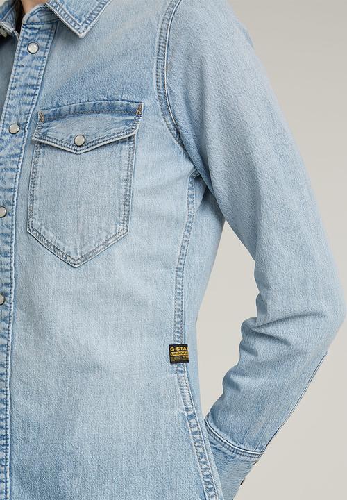 G-STAR - Slim western shirt l\s wmn - Sun Faded Blue Mist