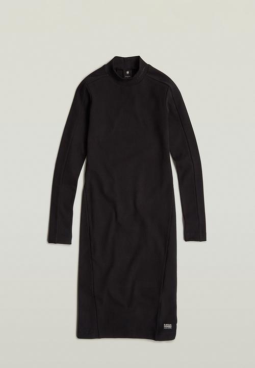 G-STAR - Ergonomic Slim Rib Dress L\S Wmn - Dk Black