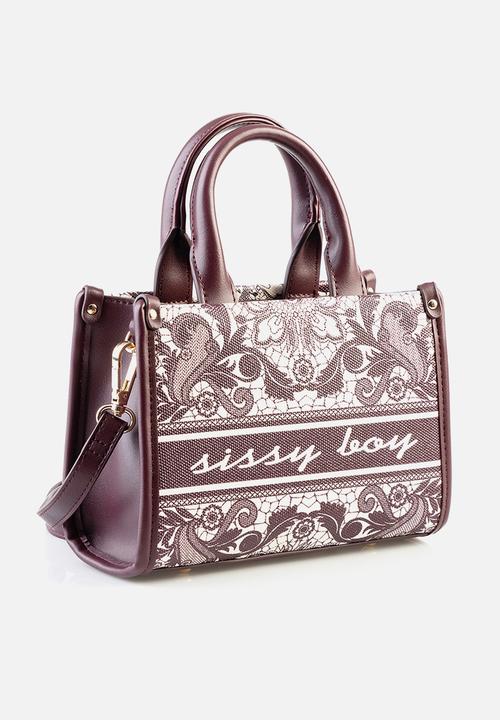 SISSY BOY - Printed mini crossbody bag - burgundy