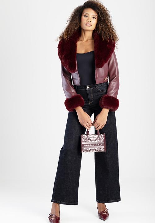 SISSY BOY - Printed mini crossbody bag - burgundy