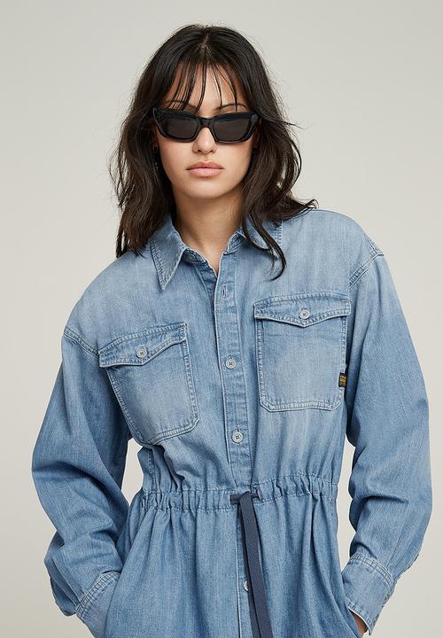 G-STAR - Relaxed drawcord denim dress wmn - Faded Thames