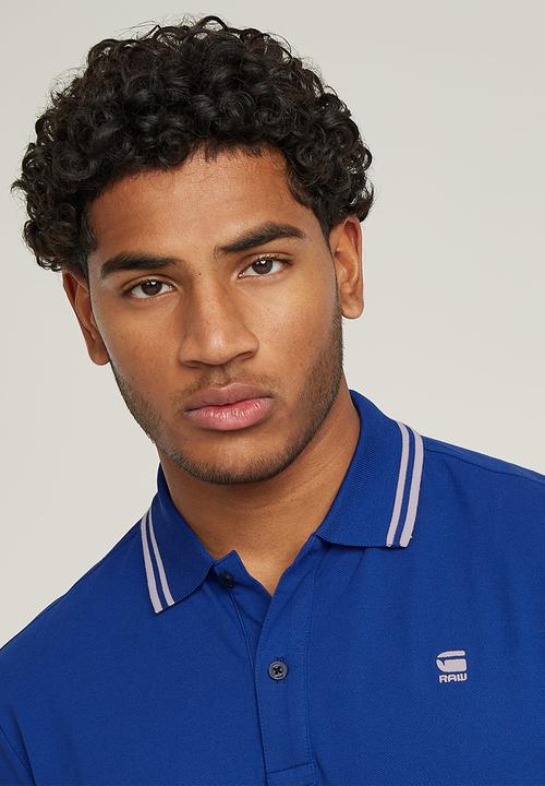 G-STAR - Dunda slim stripe polo s\s - blue