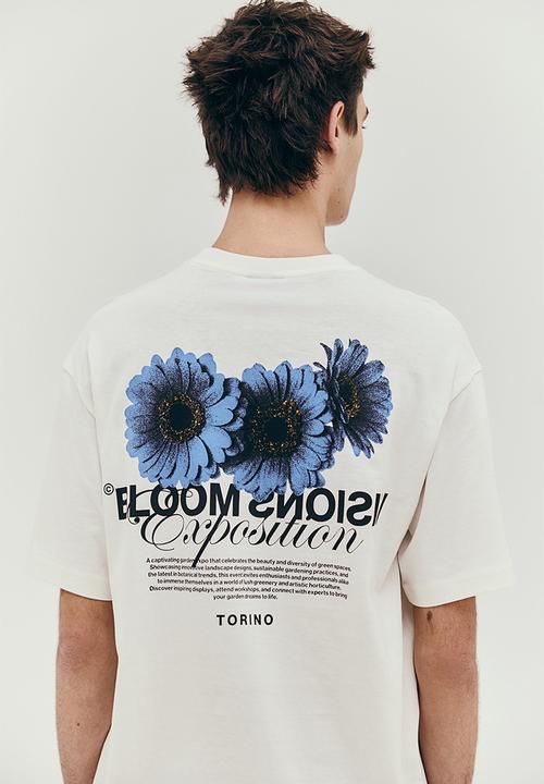 H&M - Loose fit printed t-shirt - white & bloom visions 