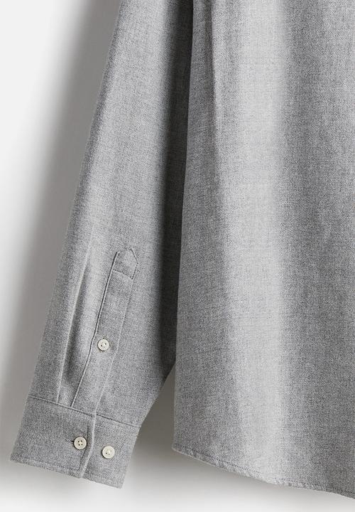 H&M - Regular fit flannel shirt - light grey marl