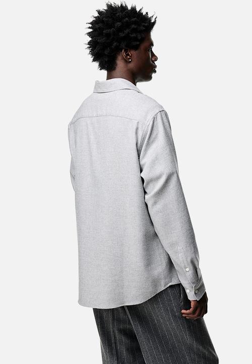 H&M - Regular fit flannel shirt - light grey marl