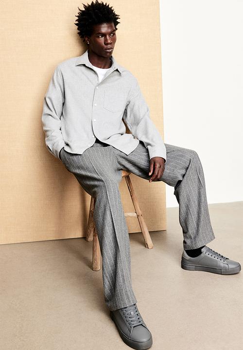 H&M - Regular fit flannel shirt - light grey marl
