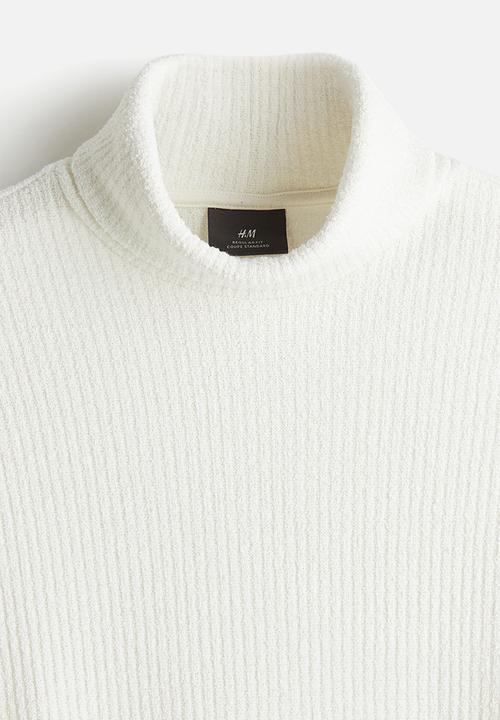H&M - Regular fit ribbed polo-neck jumper - white