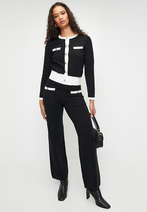 SISSY BOY - HARVEY: Contrasted Wide-Leg Knit Pants - White / Black