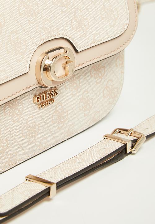 GUESS - Orlina logo top handle flap bag - sand logo