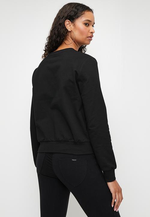 SISSY BOY - LAETITIA: Satin Embroidered Applique Logo Sweat Top - Black