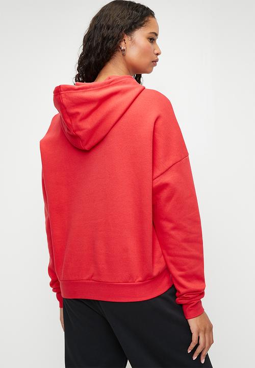 adidas Performance - Linear logo Fleece Hoodie - Pure Ruby/Black