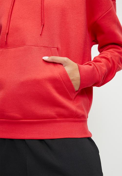 adidas Performance - Linear logo Fleece Hoodie - Pure Ruby/Black