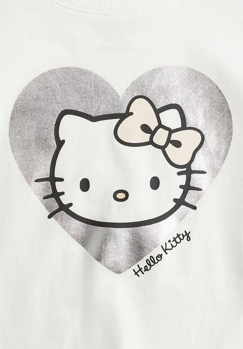 H&M - Motif-detail cotton top - white/hello kitty