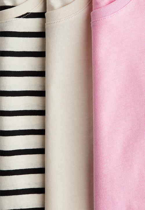 H&M - 3-Pack cotton jersey tops - pink & light beige