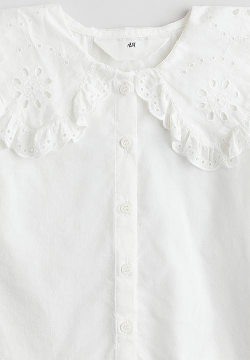 H&M - Collared cotton blouse - white