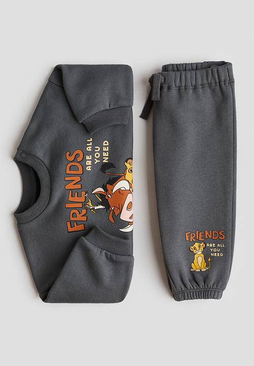 H&M - 2-Piece motif-detail set - dark grey/the lion king