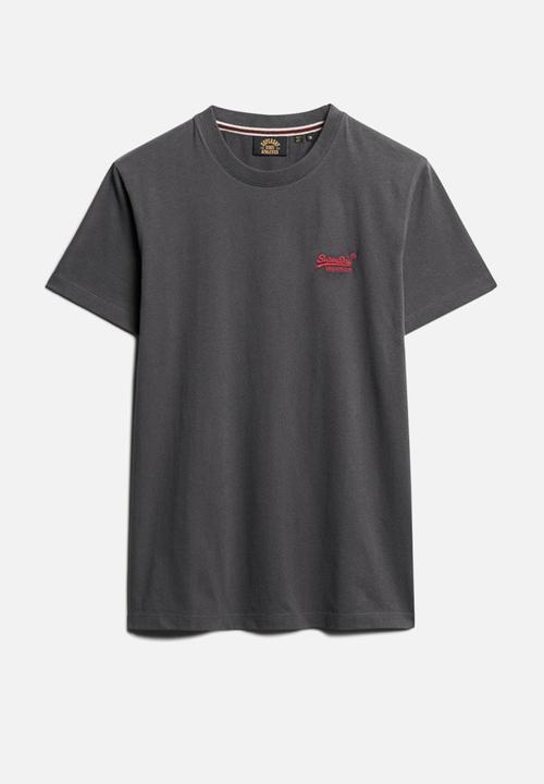 Superdry. - Essential Logo Emb Tee - Graphite Black/Fluro Red