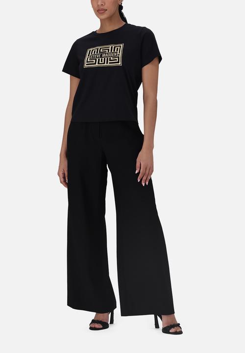 Steve Madden - Malissa Metallic Logo Boxy T-Shirt - Black