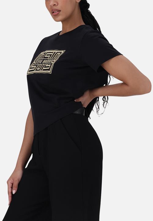 Steve Madden - Malissa Metallic Logo Boxy T-Shirt - Black
