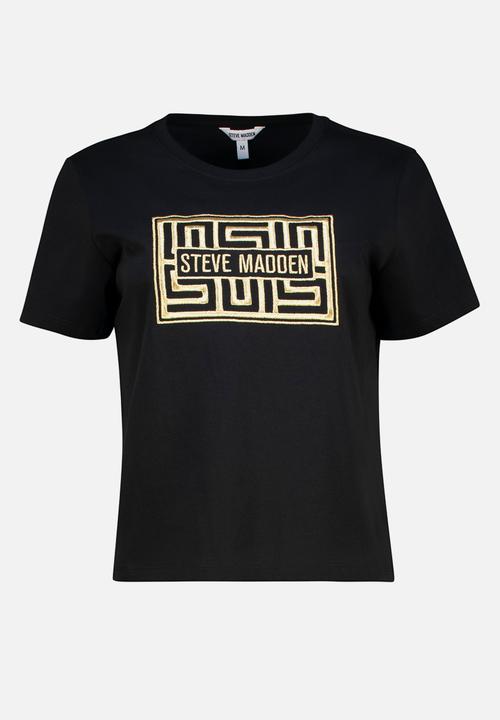 Steve Madden - Malissa Metallic Logo Boxy T-Shirt - Black