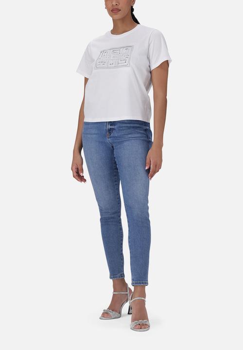 Steve Madden - Malissa Metallic Logo Boxy T-Shirt - White