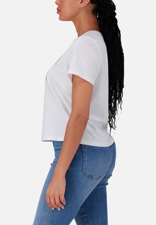 Steve Madden - Malissa Metallic Logo Boxy T-Shirt - White
