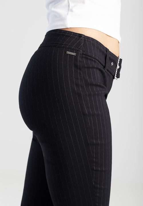 SISSY BOY - LUCY: Low Waist Skinny Flare With Self Belt  - Black / Grey