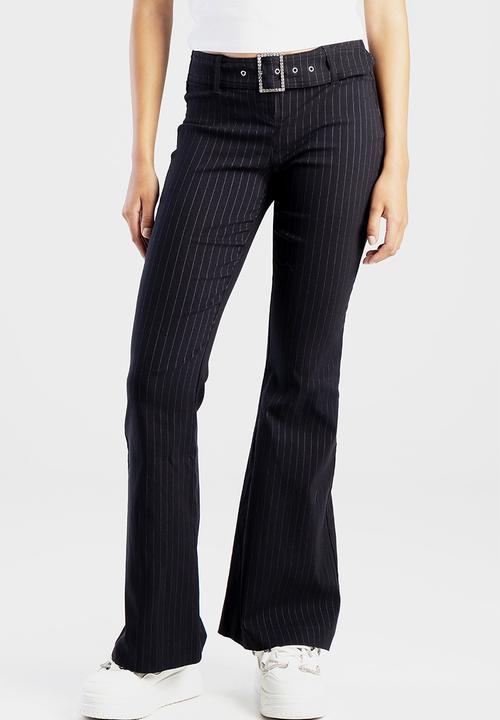 SISSY BOY - LUCY: Low Waist Skinny Flare With Self Belt  - Black / Grey