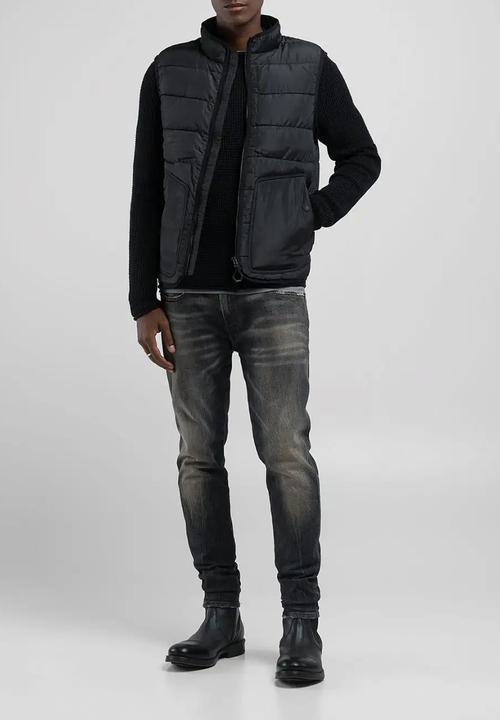 Replay - Ash puffer gilet - nearly black