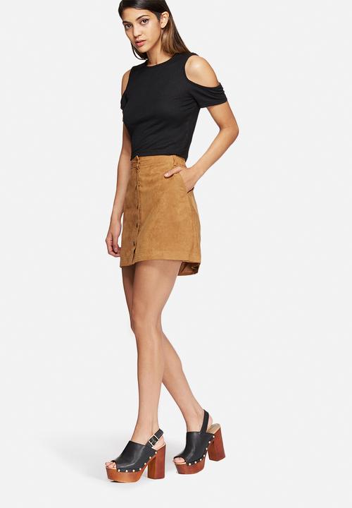 New Look - Suedette popper skirt