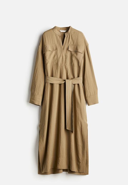 H&M - Tie-belt cargo dress - beige