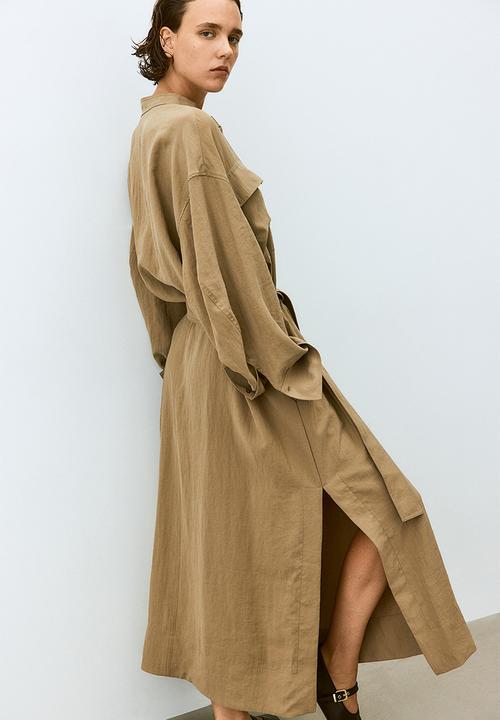 H&M - Tie-belt cargo dress - beige