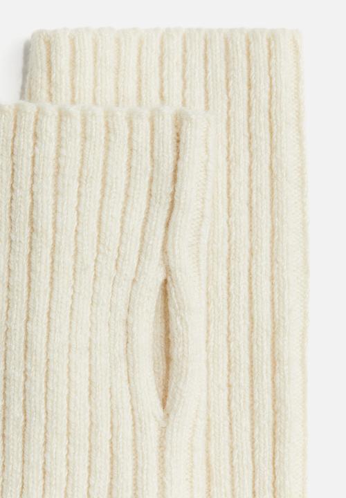 H&M - Rib-knit wrist warmers - cream 