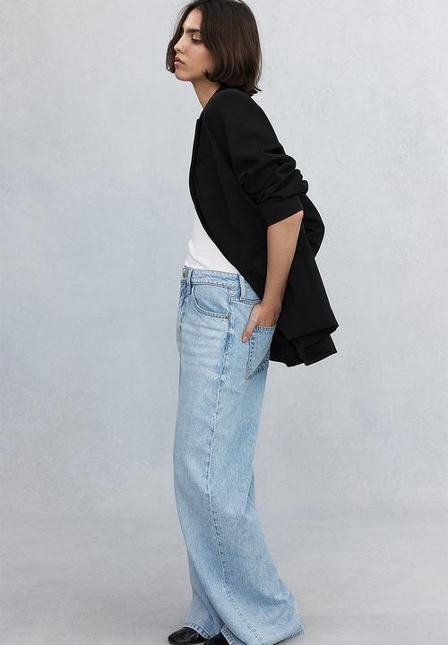 H&M - Feather soft super wide ultra high jeans - pale denim blue