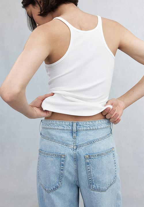 H&M - Feather soft super wide ultra high jeans - pale denim blue