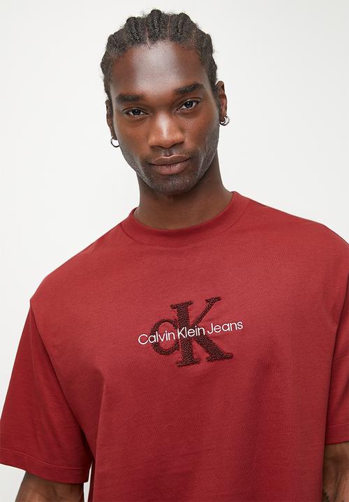 Calvin Klein - Short Sleeve Archive Jersey Logo Tee - Winery