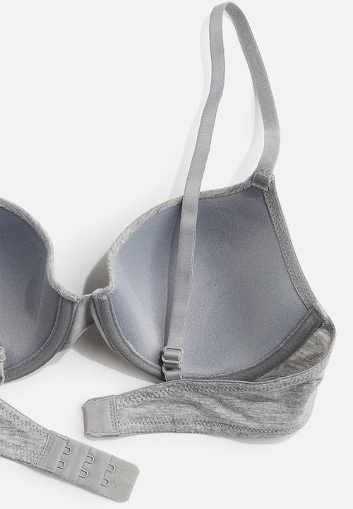 H&M - Padded underwired cotton bra - light grey marl 