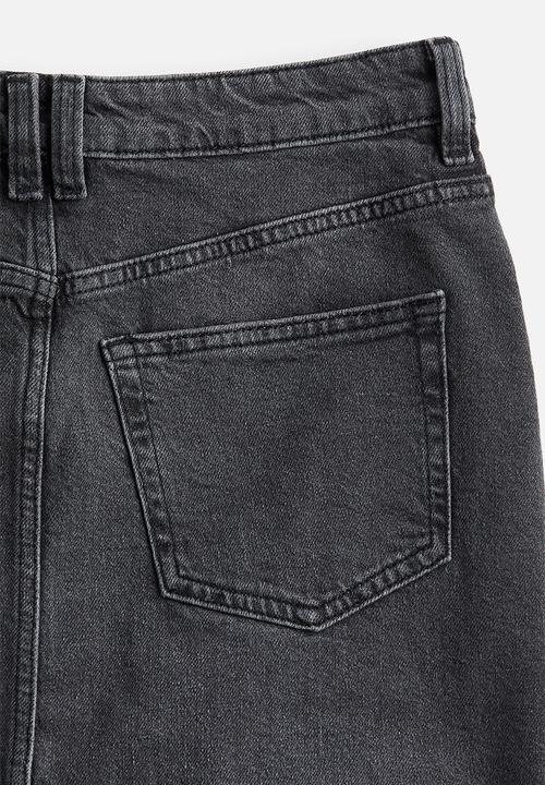 H&M - Frayed-edge denim skirt - black