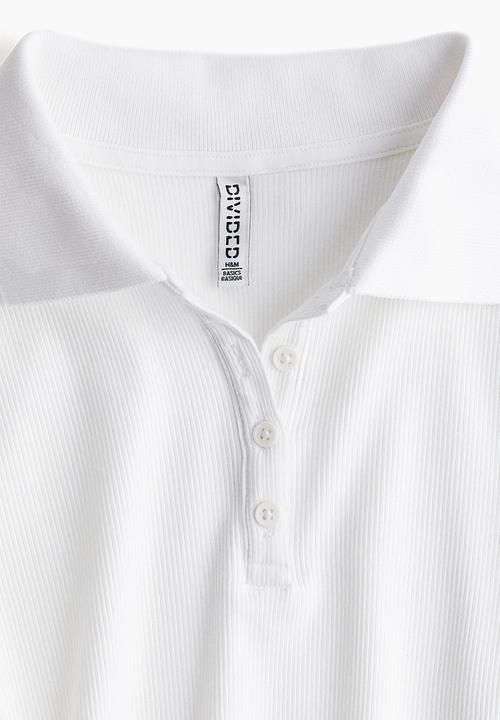 H&M - Ribbed polo shirt - white