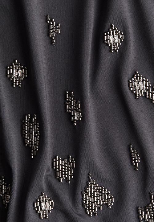 H&M - Bead-embellished top - dark grey