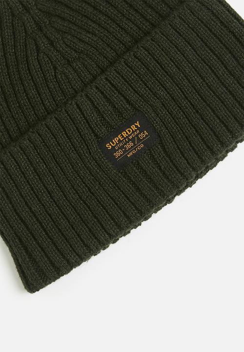 Superdry. - Workwear Knitted Beanie Hat - Surplus Goods Olive Green
