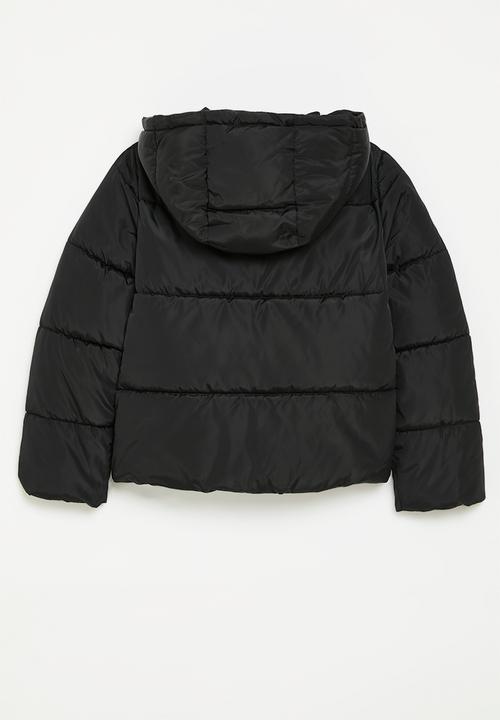 GUESS - Hooded ls padded puffer w/zip - jet black 