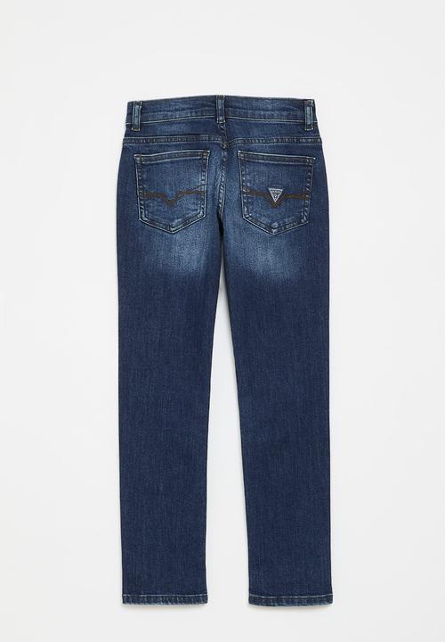 GUESS - Comfort denim slim fit pants - scratch&destroy indigo wash