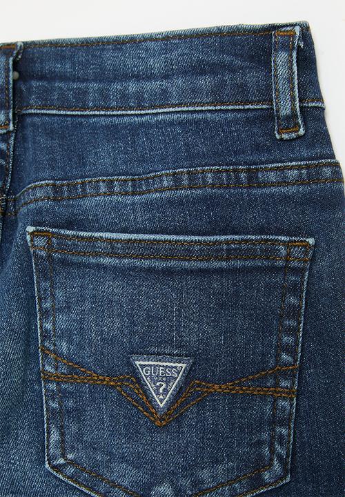 GUESS - Comfort denim slim fit pants - scratch&destroy indigo wash