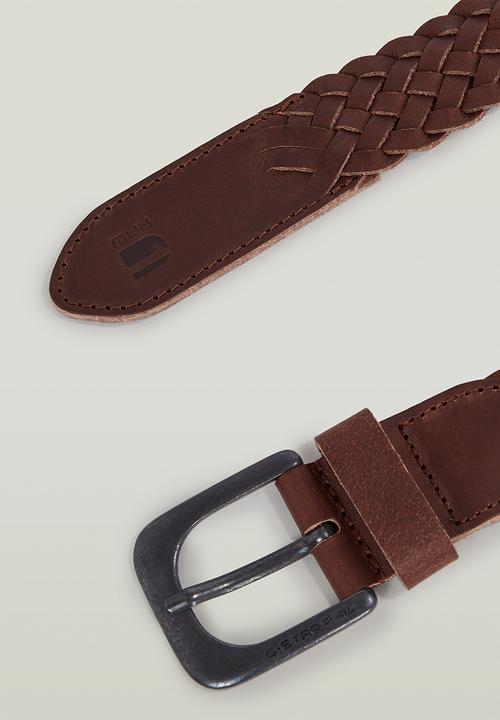 G-STAR - Small Zed Braided Belt - Black Metal/Dk Brown