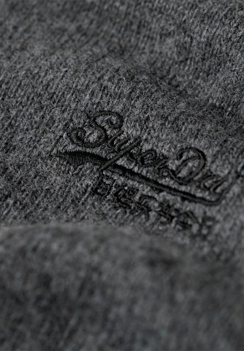 Superdry. - Essential emb knit half zip - gull grey marl