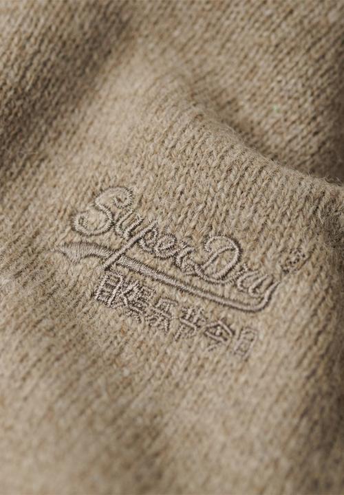 Superdry. - Essential slim fit crew jumper - light brown marl