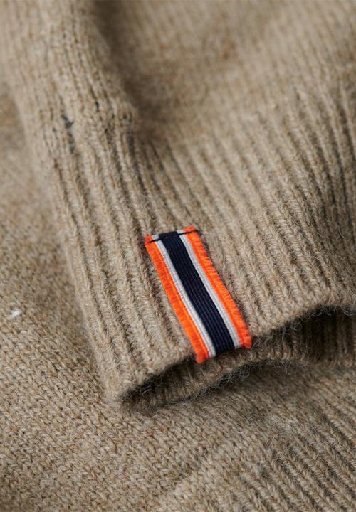 Superdry. - Essential slim fit crew jumper - light brown marl