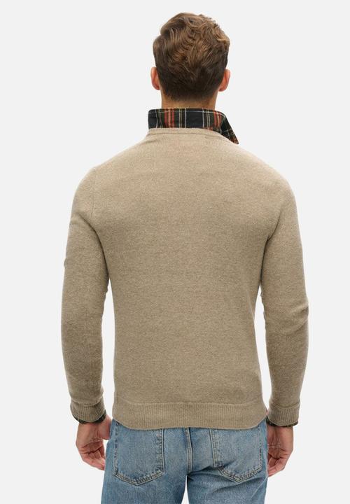 Superdry. - Essential slim fit crew jumper - light brown marl
