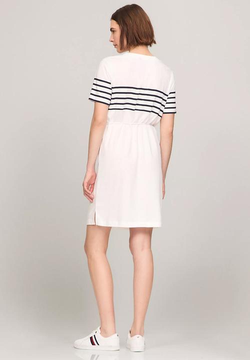 Tommy Hilfiger - Reg stripe emb midi c-nk dress ss- breton stripes/desert sky
